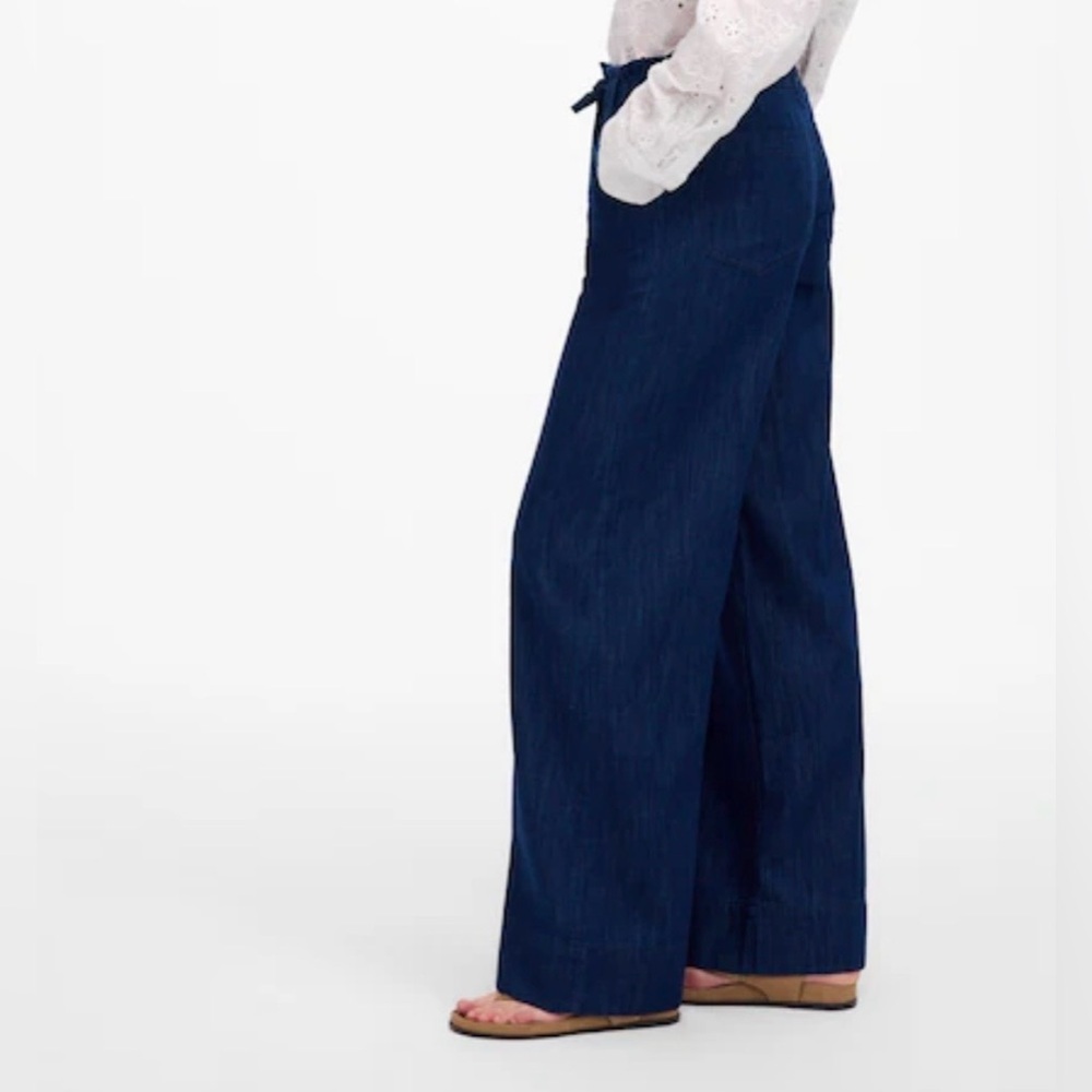 Madewell Dark Blue Wide-Leg Drawstring Jeans - Picture 3 of 9